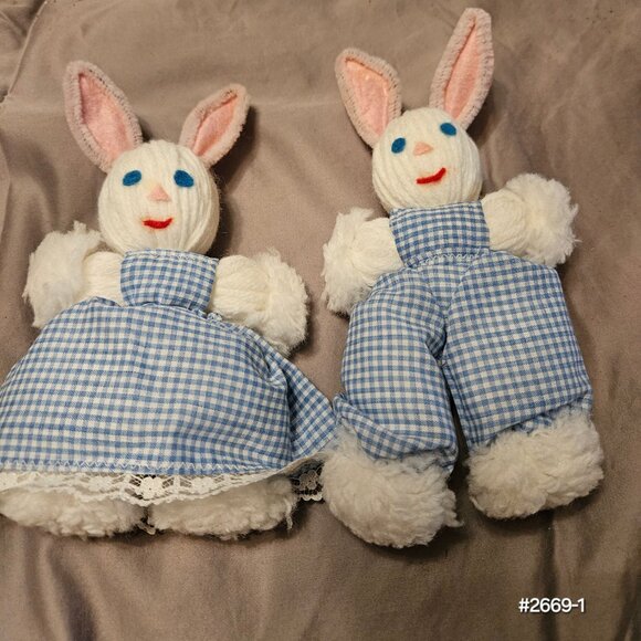 Handmade yarn bunny duo (item #2669) - Picture 1 of 7